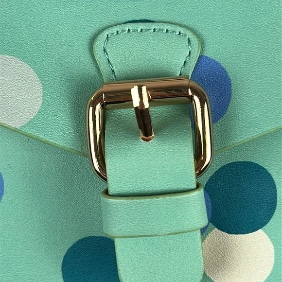 Cath Kidston Kids Retro Polka Dot Buckle Snap Closure Crossbody Bag Green Blue - Picture 5 of 14